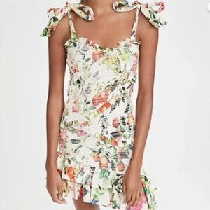 Rococo Sand Lulu Mini Dress Size Small Smocked Ruffle Fruit Party Cotton Summer